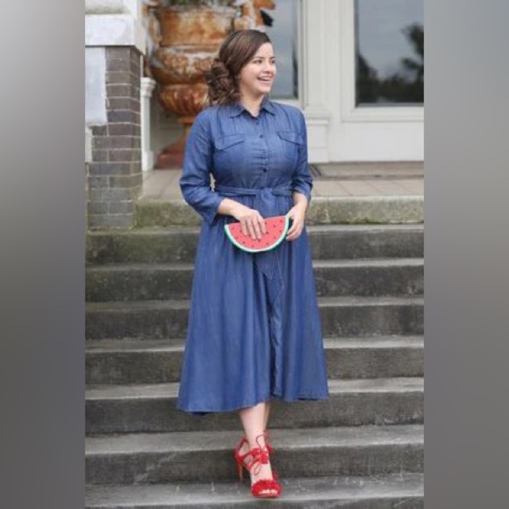 Dainty Jewells Blue Denim Midi Dress